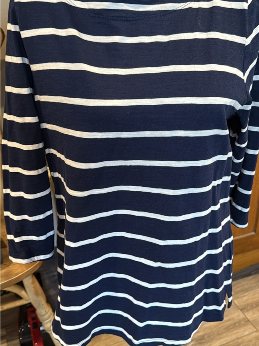 Navy and White Striped Boatneck Top
